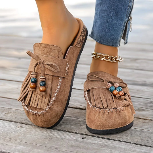 Women’s Tassel-Trim Suede Mule Loafers