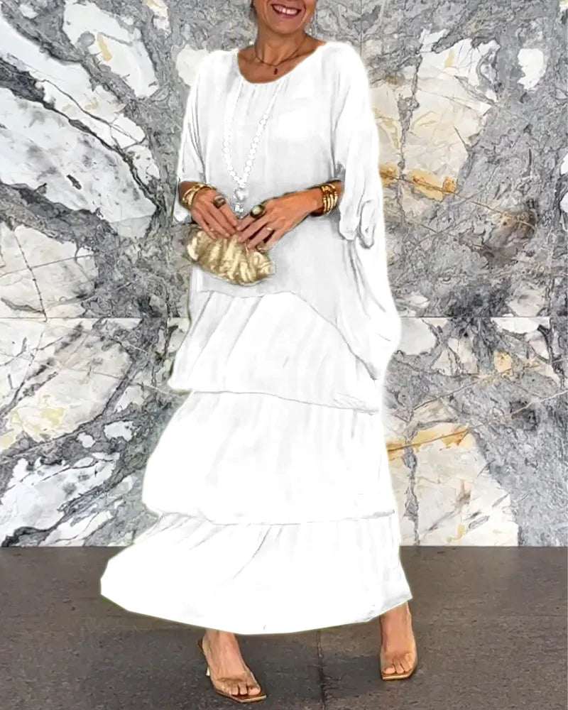 Women’s Artistic Loose-Fit Shirred Maxi Dress