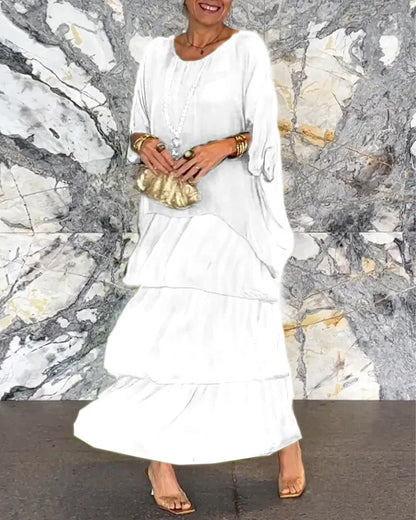 Women’s Artistic Loose-Fit Shirred Maxi Dress