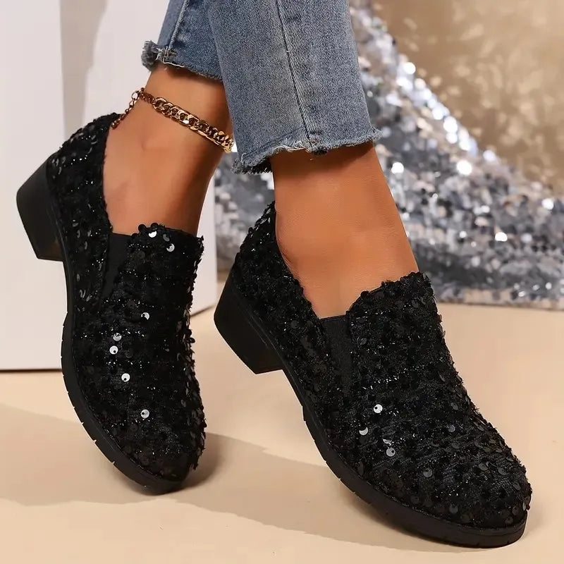 Women’s Sequins Decor Loafers