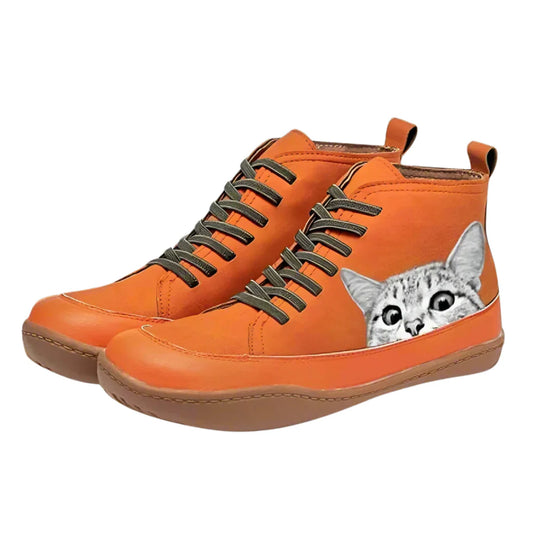 Women’s Purrfect Cat Lover Leather-Look Ankle Boots