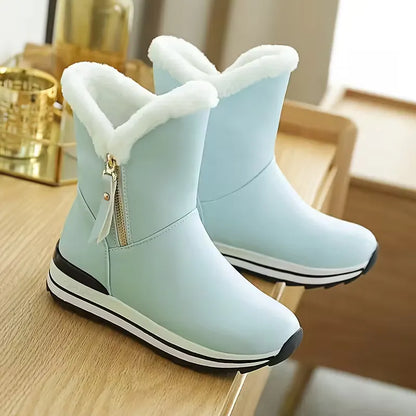 Women’s Fleece-Lined Waterproof Leather-Look Winter Boots