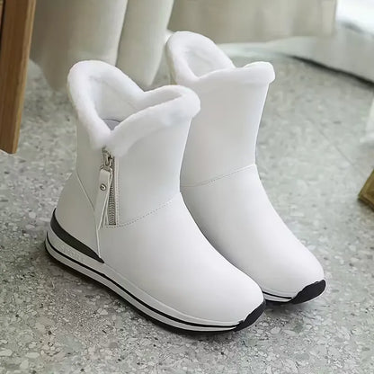Women’s Fleece-Lined Waterproof Leather-Look Winter Boots