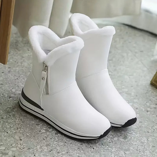 Women’s Fleece-Lined Waterproof Leather-Look Winter Boots
