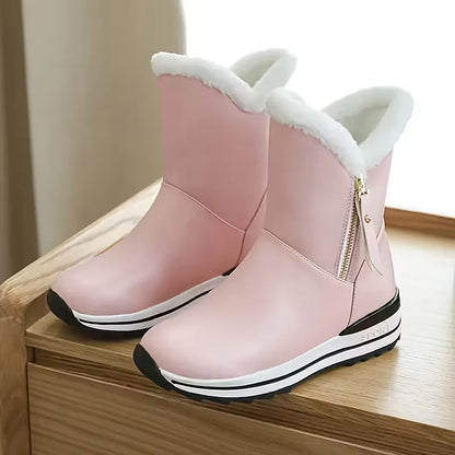 Women’s Fleece-Lined Waterproof Leather-Look Winter Boots