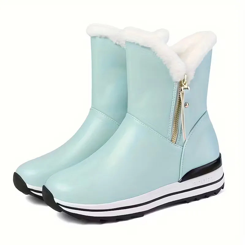 Women’s Fleece-Lined Waterproof Leather-Look Winter Boots