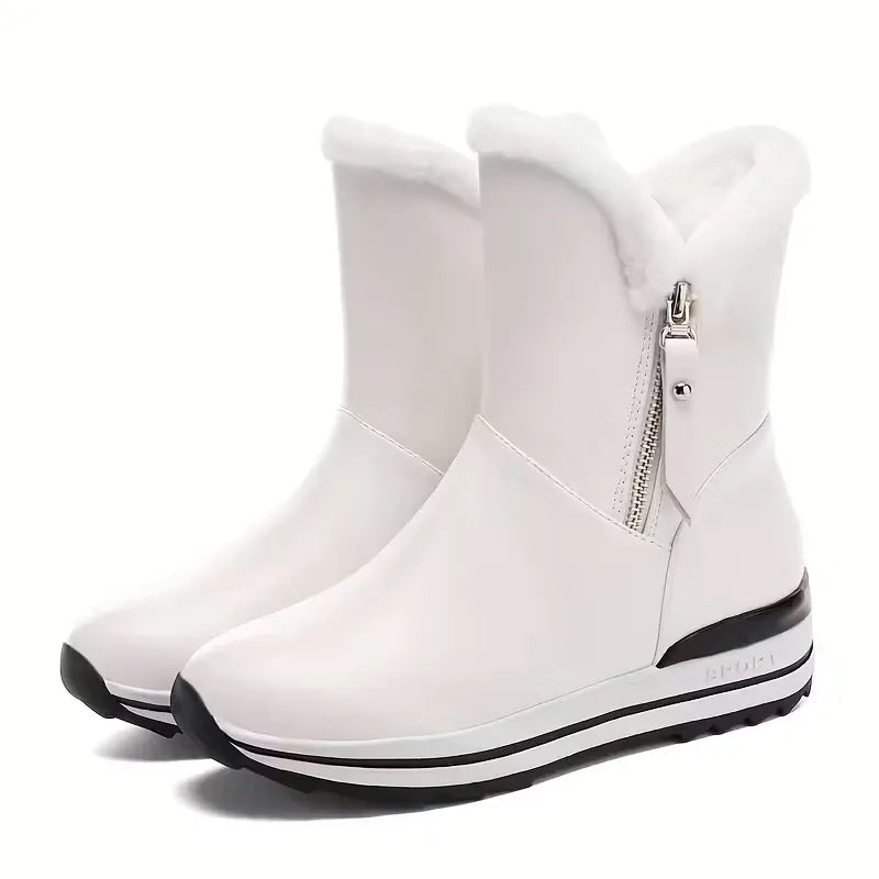 Women’s Fleece-Lined Waterproof Leather-Look Winter Boots