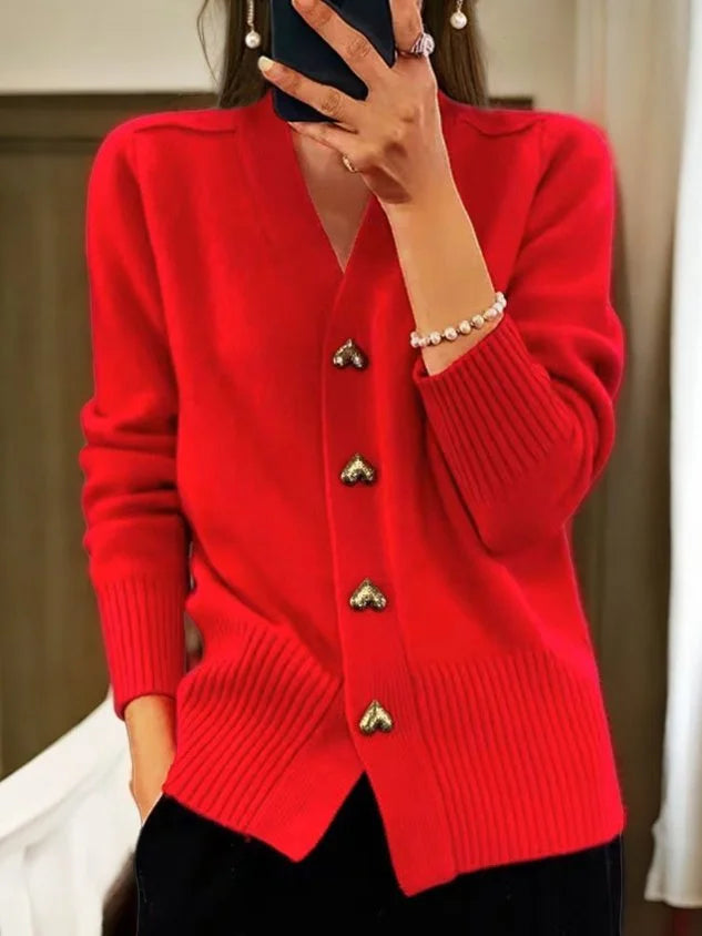 🔥Women's clothing for autumn/winter, solid colour, wool cardigan with buttons 🔥