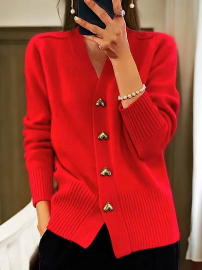 🔥Women's clothing for autumn/winter, solid colour, wool cardigan with buttons 🔥
