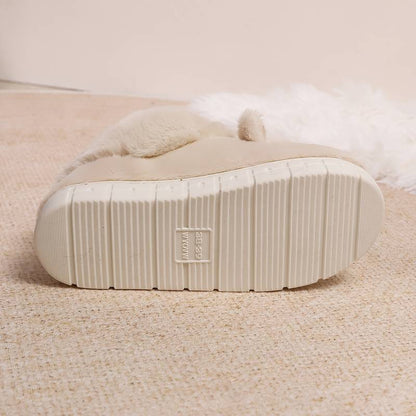 Women’s Plush Cat Face Indoor Slippers with Warm Lined Collar