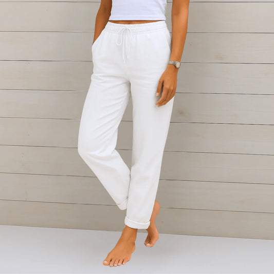 Women's Cotton-Linen Wide-Leg Trousers