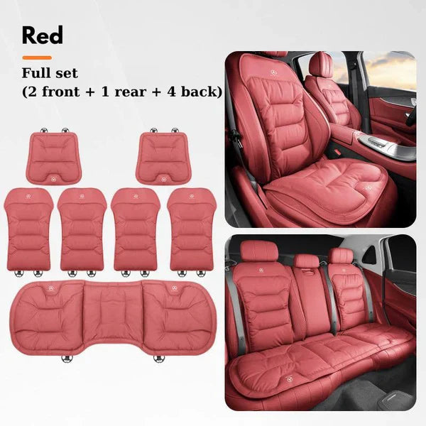 Soft Leather Car Seat Cushion Set with Anti Slip Silicone Backing