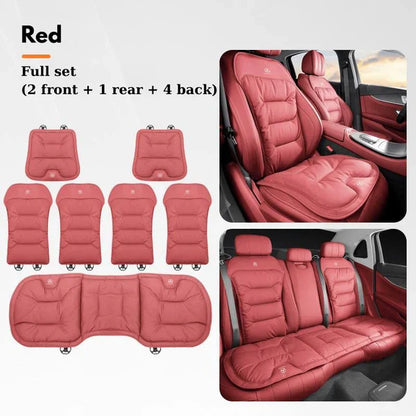 Soft Leather Car Seat Cushion Set with Anti Slip Silicone Backing