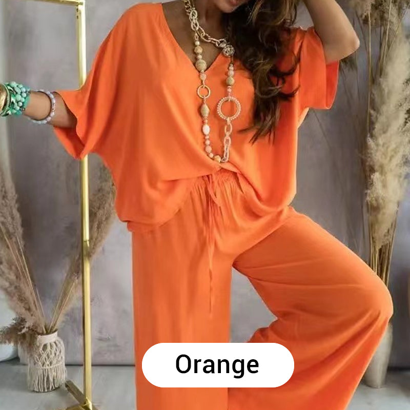 Women’s Relaxed Fit Two-Piece Top and Trousers Set