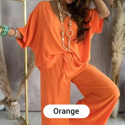 Women’s Relaxed Fit Two-Piece Top and Trousers Set