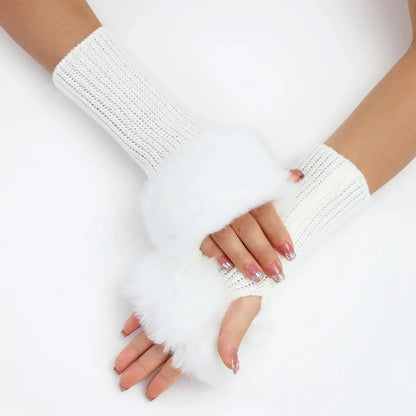 Women’s Faux Fur Cuff Ribbed Arm Warmers