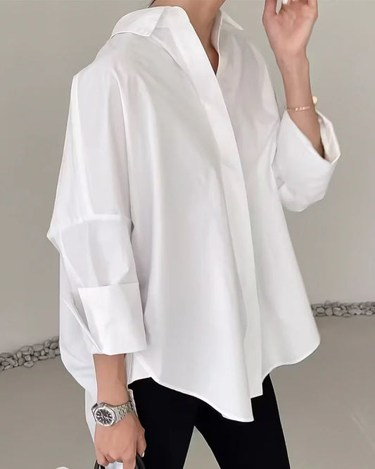 Women’s Relaxed Cotton Blend Long Sleeve Shirt