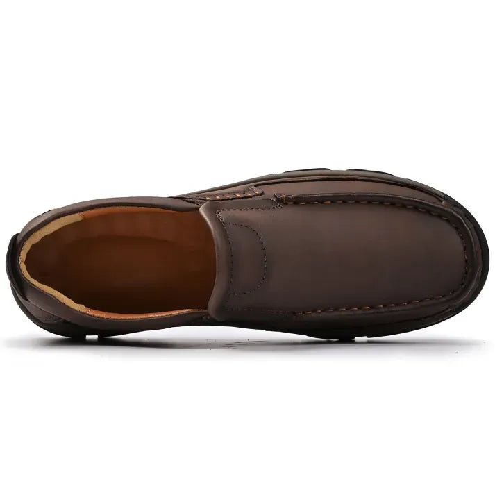 Men’s Supportive Leather-Look Walking Shoes with Cushioned Arch Comfort