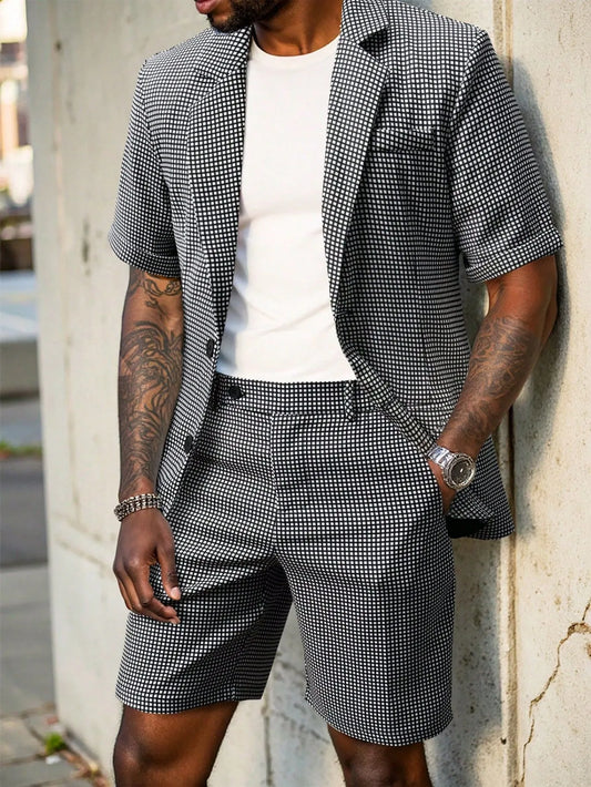 Men’s Lightweight Checked Suit Set