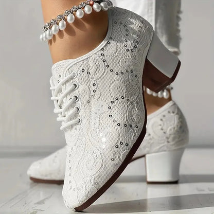 Closed Lace Latin Dance Heels