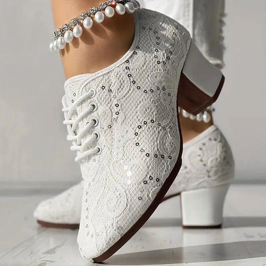 Closed Lace Latin Dance Heels