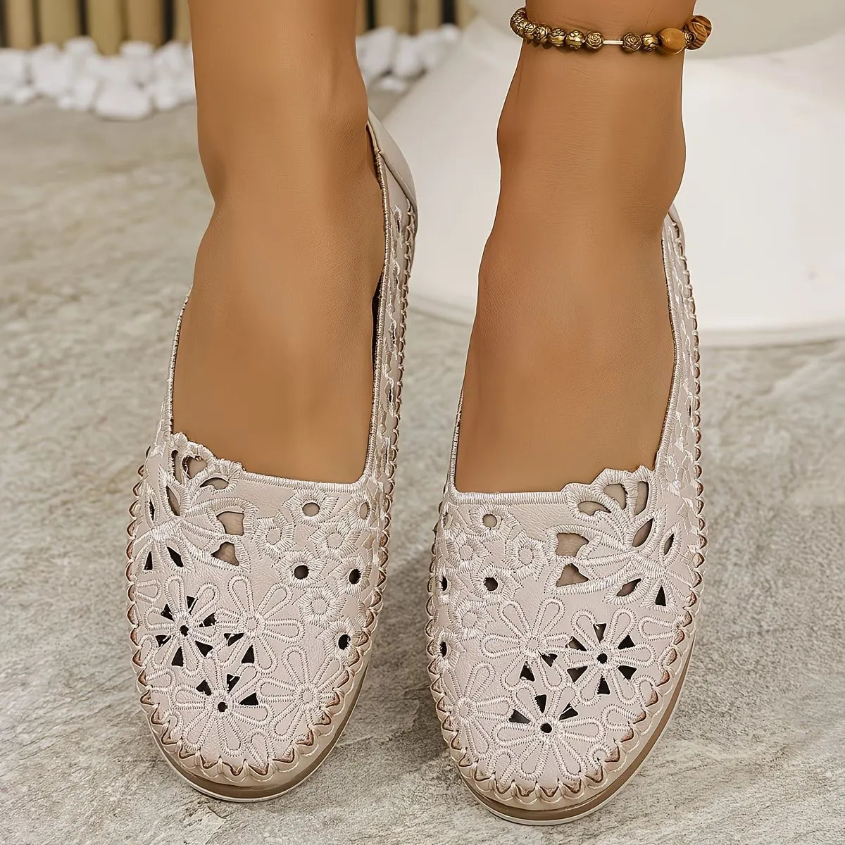 Women’s Breathable Hollow Embroidered Comfort Loafers