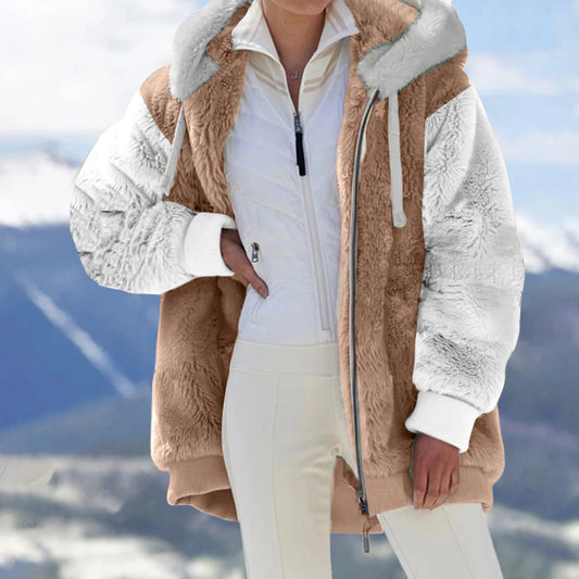 Women’s Fleece Hooded Jacket with Double Wool Look Lining