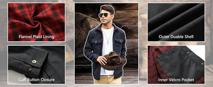 Men’s Flannel-Lined Workwear Shacket Jacket