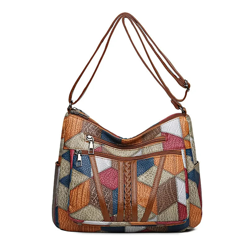 Women’s Geometric Patchwork Mosaic Handbag