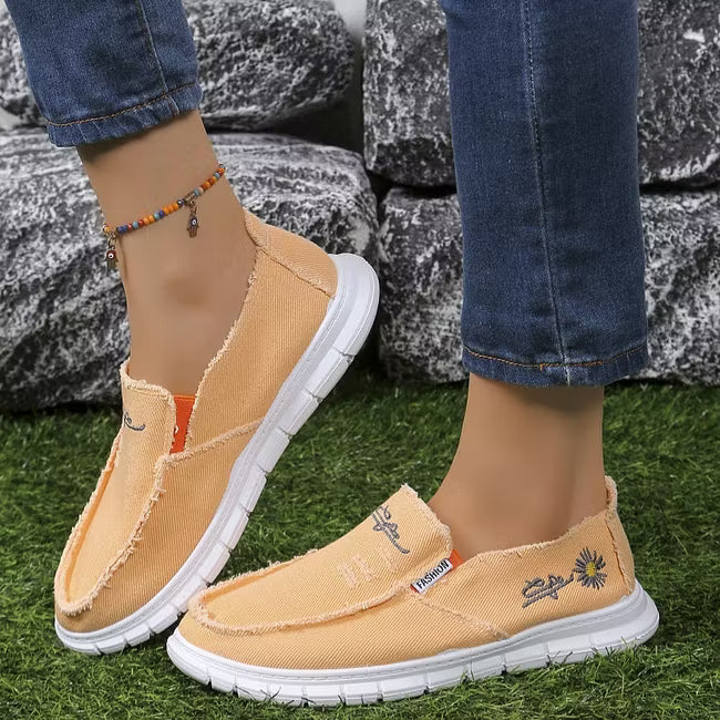 Women's Embroidered Canvas Slip On Shoes