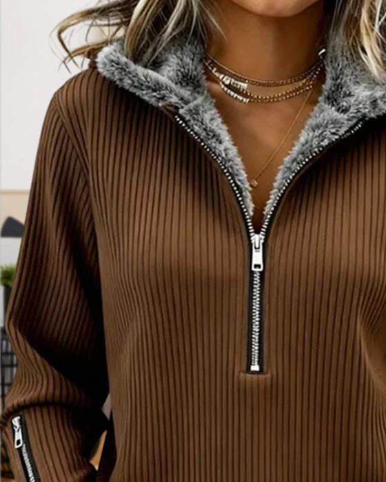 Women's Casual Demi-Zip Sweatshirt