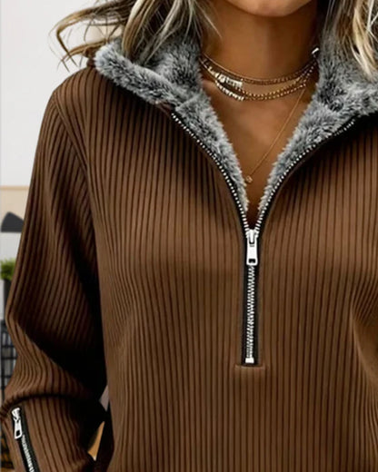 Women's Casual Demi-Zip Sweatshirt