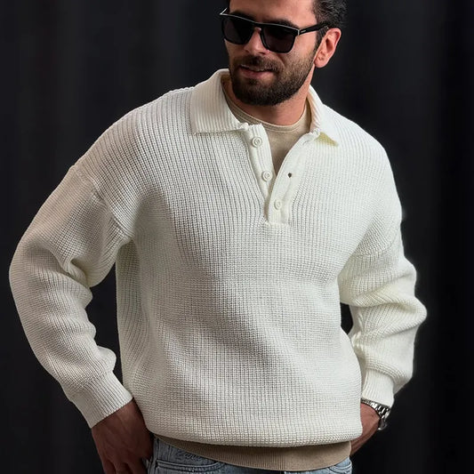 Men’s Winter Ultra-Soft Polo Neck Knit Jumper