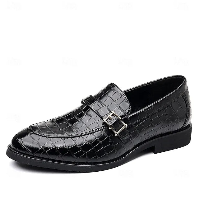 Men’s Textured Croc Effect Slip On Dress Loafers