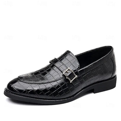 Men’s Textured Croc Effect Slip On Dress Loafers