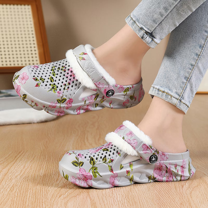 Women's Floral Cosy Lined Clogs