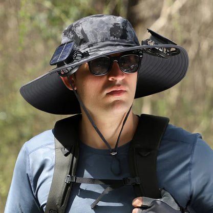 Solar Fan Wide-Brim Hat