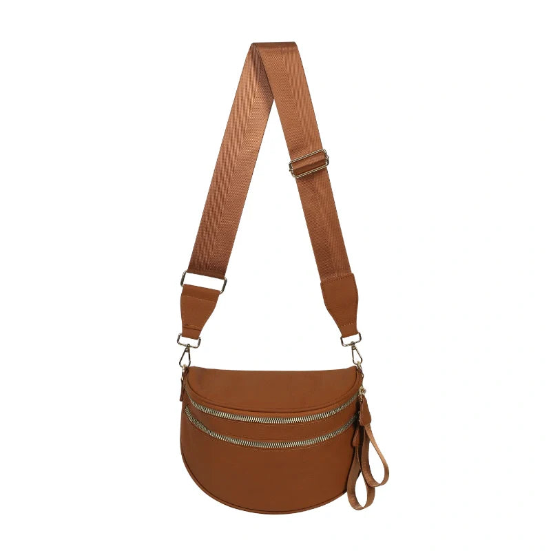 Women’s Multi-Pocket Leather-Look Crossbody Bag