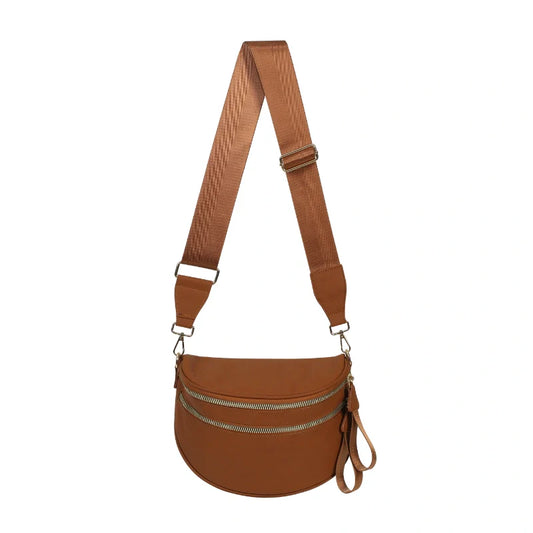 Women’s Multi-Pocket Leather-Look Crossbody Bag