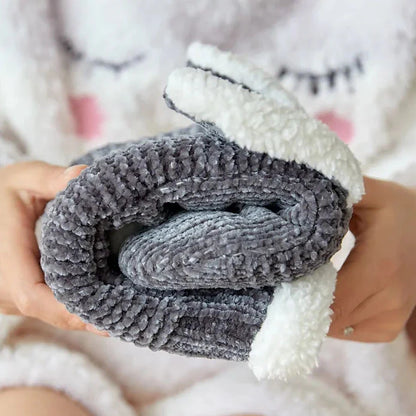 Women’s 3D Bunny Fleece-Lined Non-Slip Home Socks