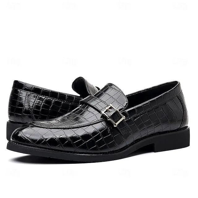 Men’s Textured Croc Effect Slip On Dress Loafers