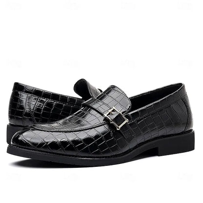 Men’s Textured Croc Effect Slip On Dress Loafers