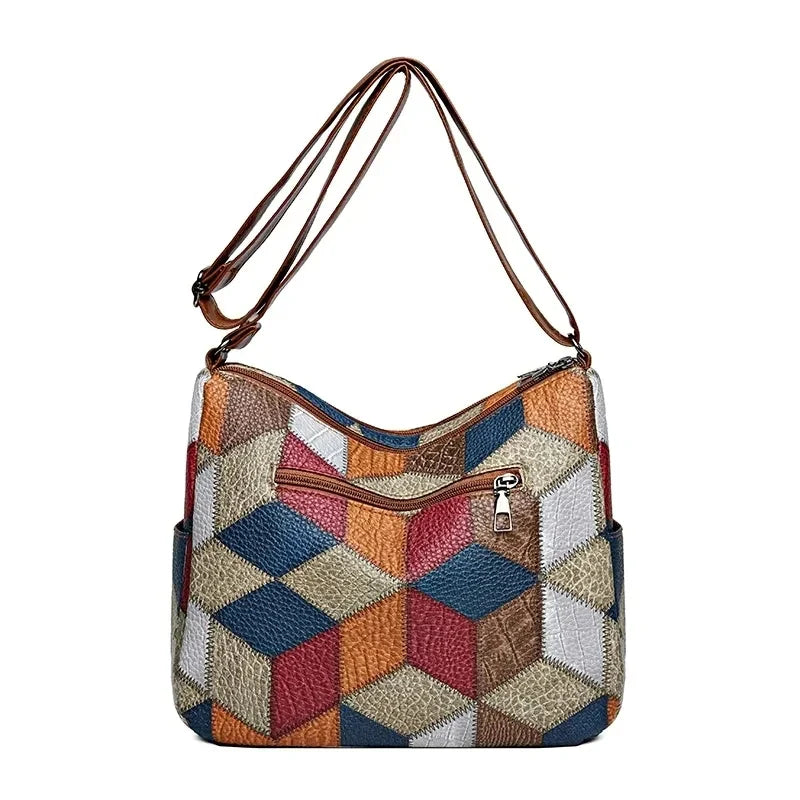 Women’s Geometric Patchwork Mosaic Handbag
