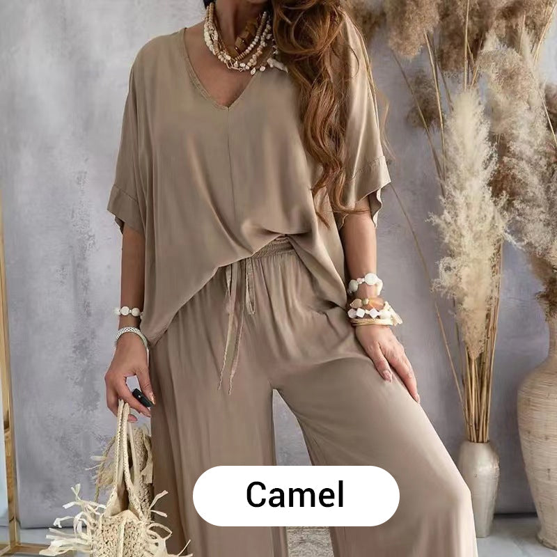 Women’s Relaxed Fit Two-Piece Top and Trousers Set