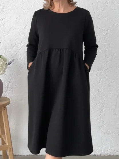 Women’s Relaxed Midi Pocket Dress With Soft Cotton Feel
