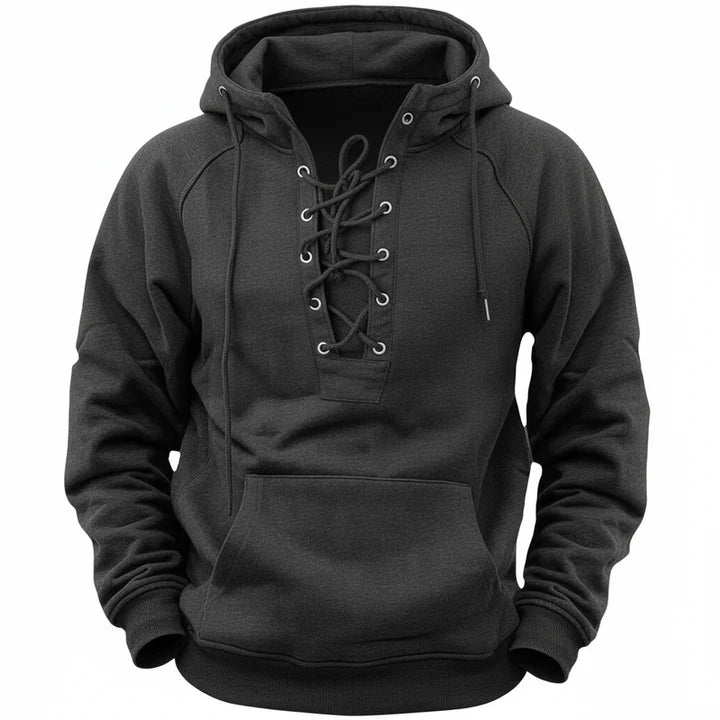 Men’s Long Sleeve Lace Up Hooded Sweatshirt