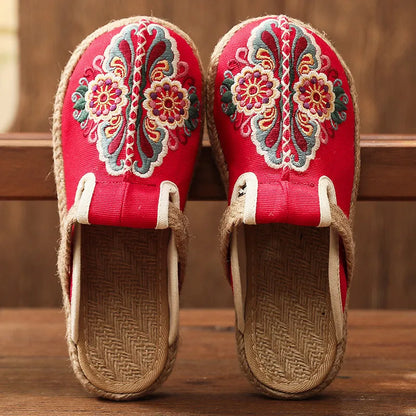 Women's Handmade Cotton Floral Mules