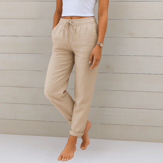 Women's Cotton-Linen Wide-Leg Trousers