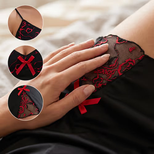 Women's Bow Lace Strap Sleep Dress