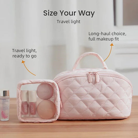 Women’s Quilted Large-Capacity Handle Cosmetic Organiser